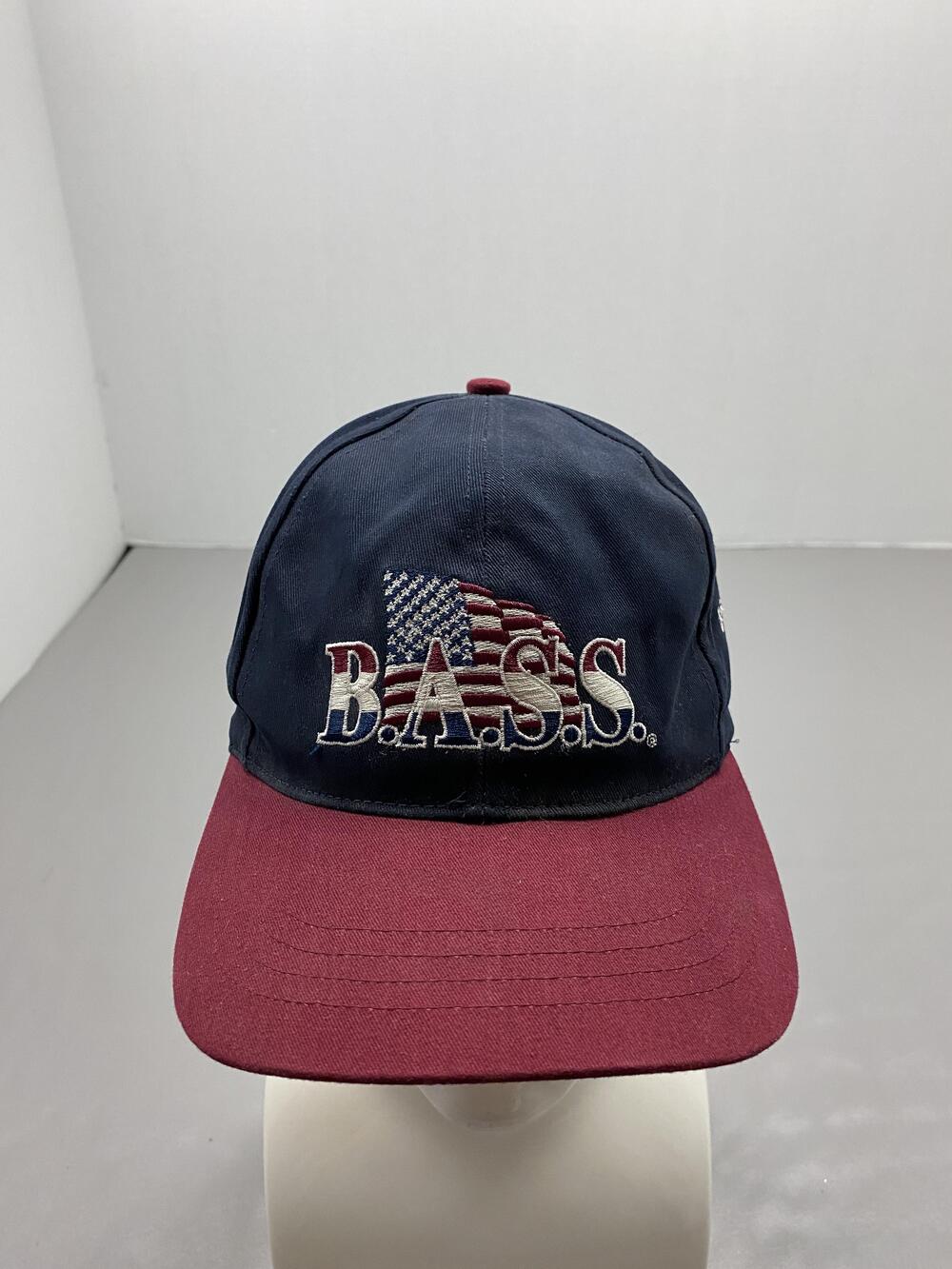 Vintage BASS Hat Cap Strap Back One Size Blue Cotton Twill Baseball Cap